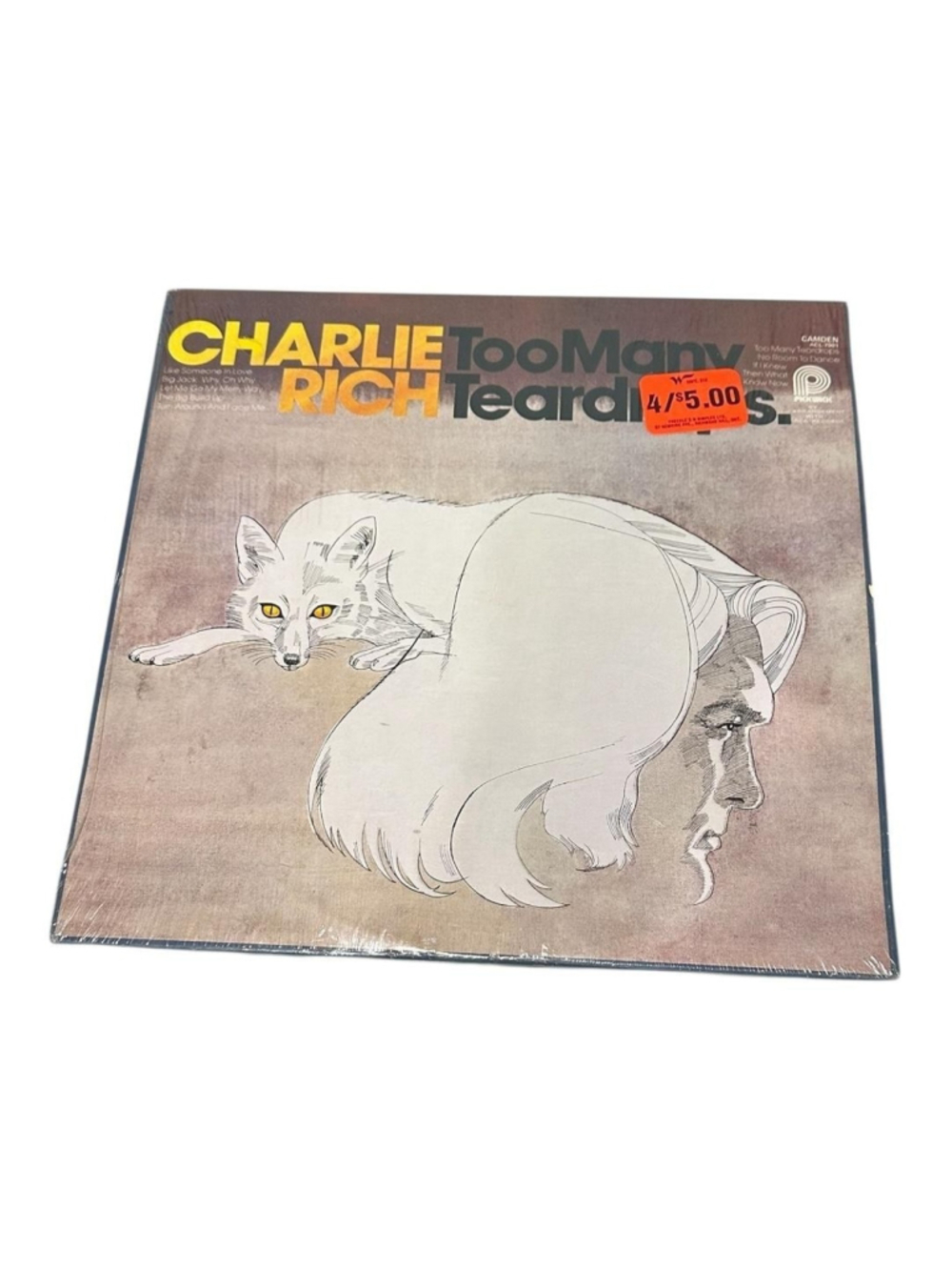 Vintage Charlie Rich Vinyl LP Too Many Teardrops Camden Country Black Canada